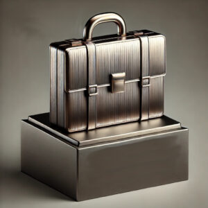 Corporate brief case on a pedestal