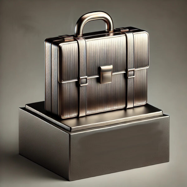 Corporate brief case on a pedestal